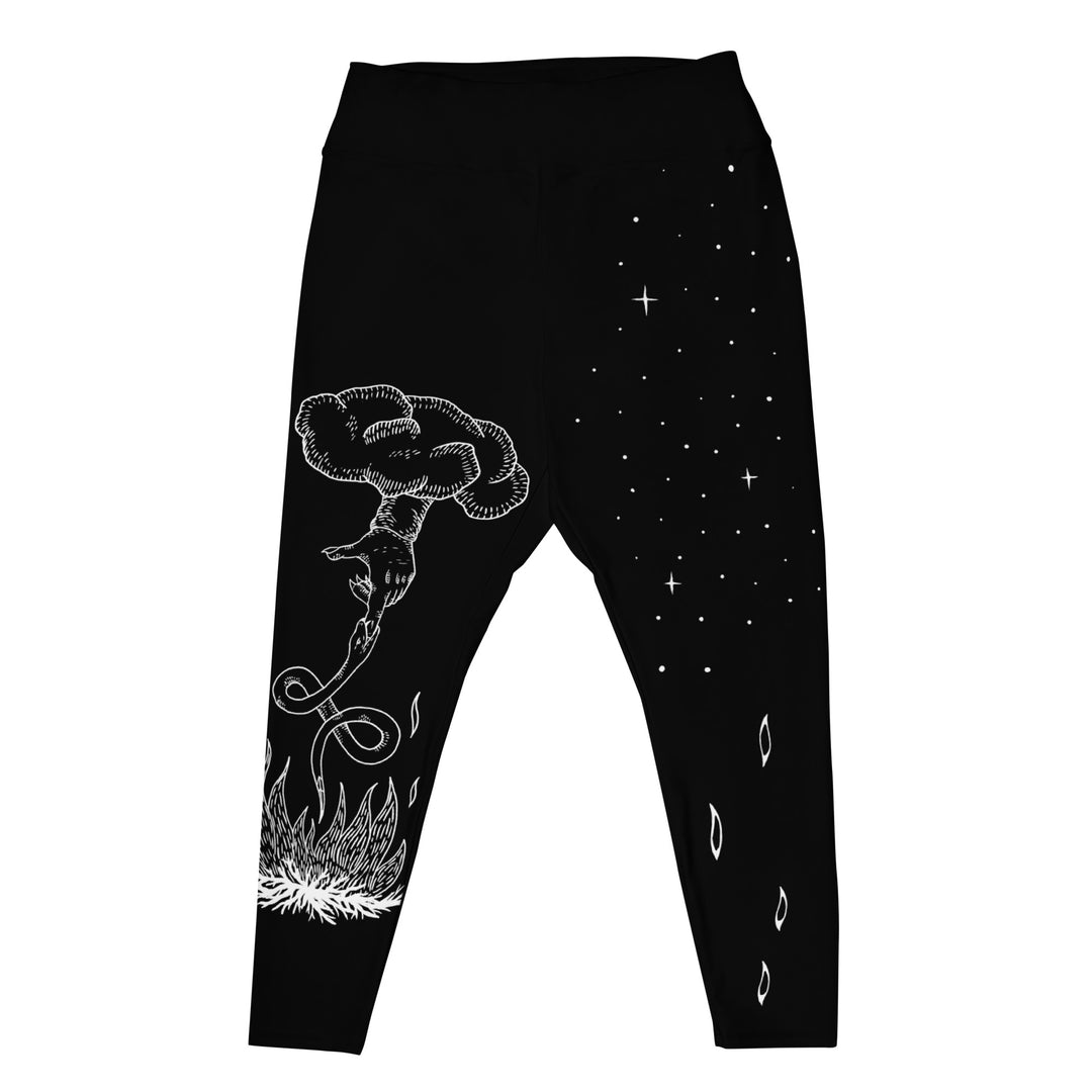 Godbane Plus Size Leggings - UPF 50+ Protection Witchy Occult Gothic Style Activewear - Vegan Yoga Leisurewear