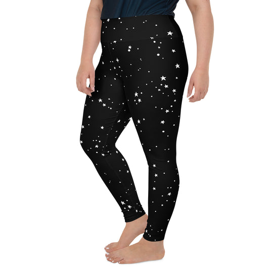 Starry Night Plus Size Leggings - UPF 50+ Protection Witchy Occult Pagan Style Activewear - Goth Yoga Vegan Leisurewear