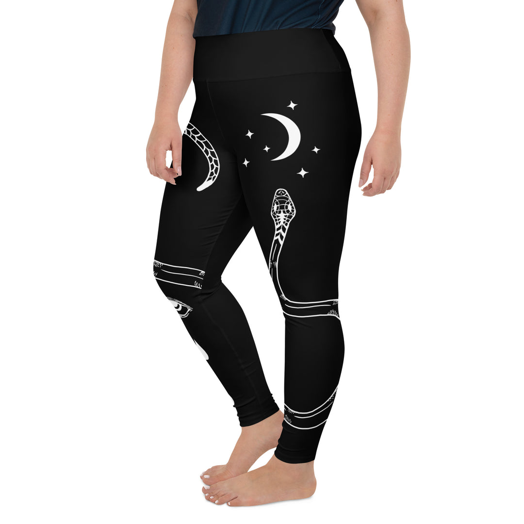 Serpent Summoner Plus Size Leggings - Vegan UPF 50+ Protection Activewear - Goth Yoga Leisurewear - Witchy Occult Pagan Style