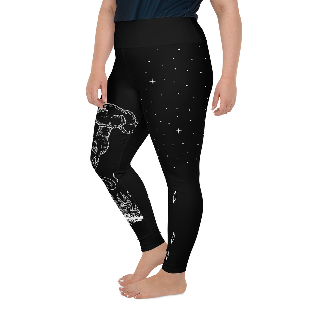 Godbane Plus Size Leggings - UPF 50+ Protection Witchy Occult Gothic Style Activewear - Vegan Yoga Leisurewear