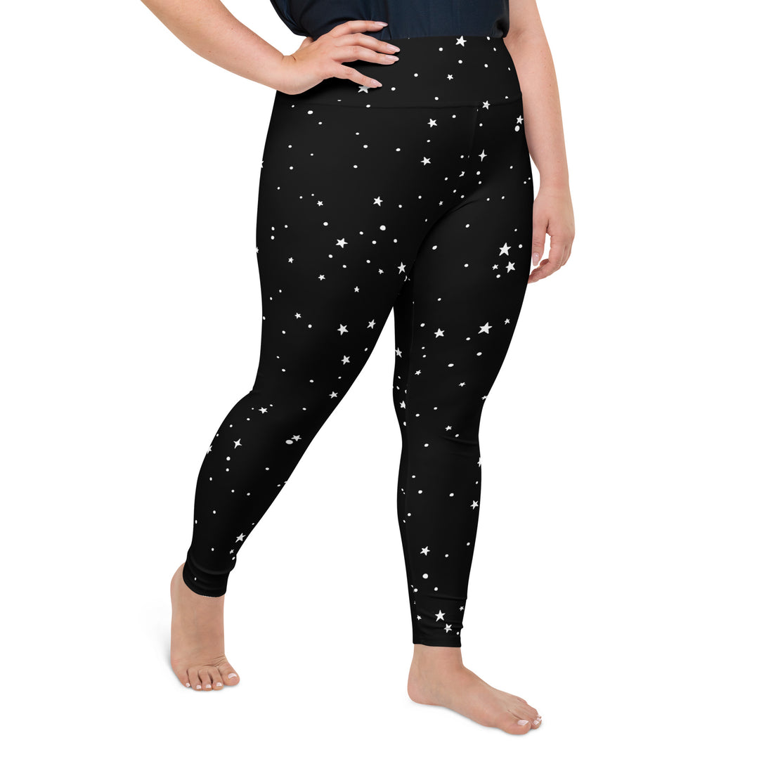 Starry Night Plus Size Leggings - UPF 50+ Protection Witchy Occult Pagan Style Activewear - Goth Yoga Vegan Leisurewear