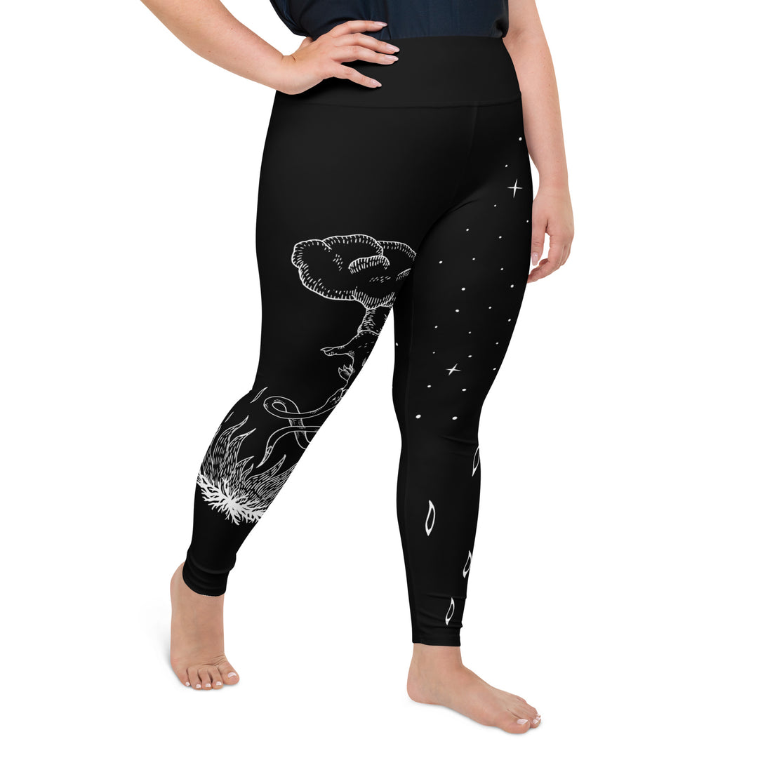 Godbane Plus Size Leggings - UPF 50+ Protection Witchy Occult Gothic Style Activewear - Vegan Yoga Leisurewear