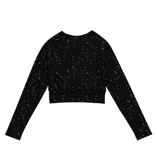 Astral Long Sleeve Crop Top - Cute Black Cropped Tee with UPF 50+ Protection, Pagan Gothic Sportwear, Witchy Grunge Activewear
