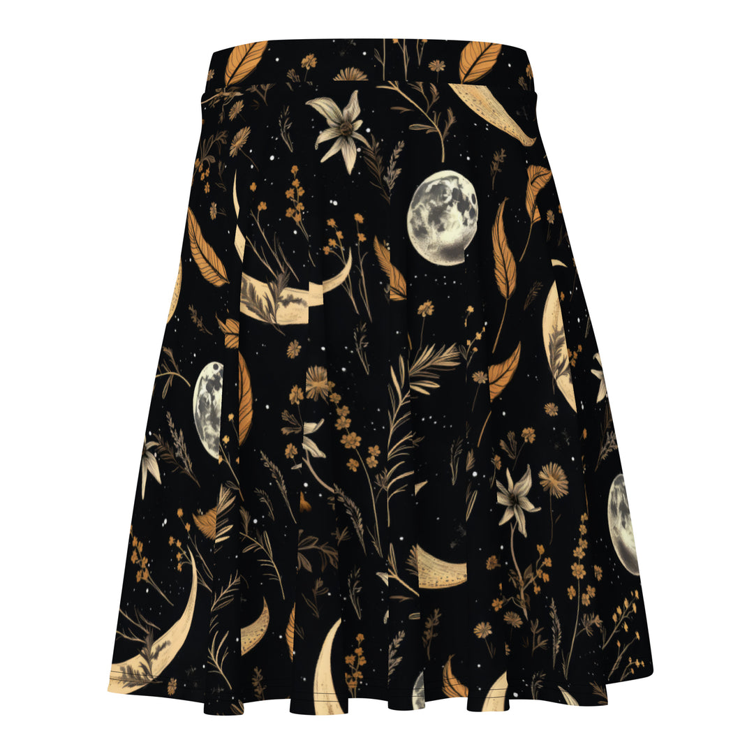 Moonlit Botanica Skater Skirt - Dark Academia Witchy Botanical Vegan Skirt with UPF 50+ Protection from 98% harmful rays