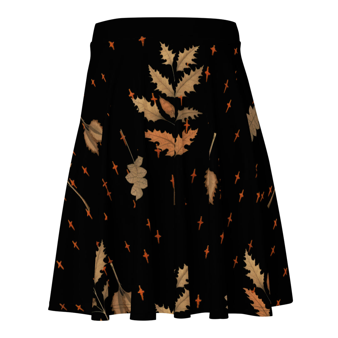 Autumn Memoir Skater Skirt - Dark Academia Witchy Botanical Vegan Skirt with UPF 50+ Protection from 98% harmful rays