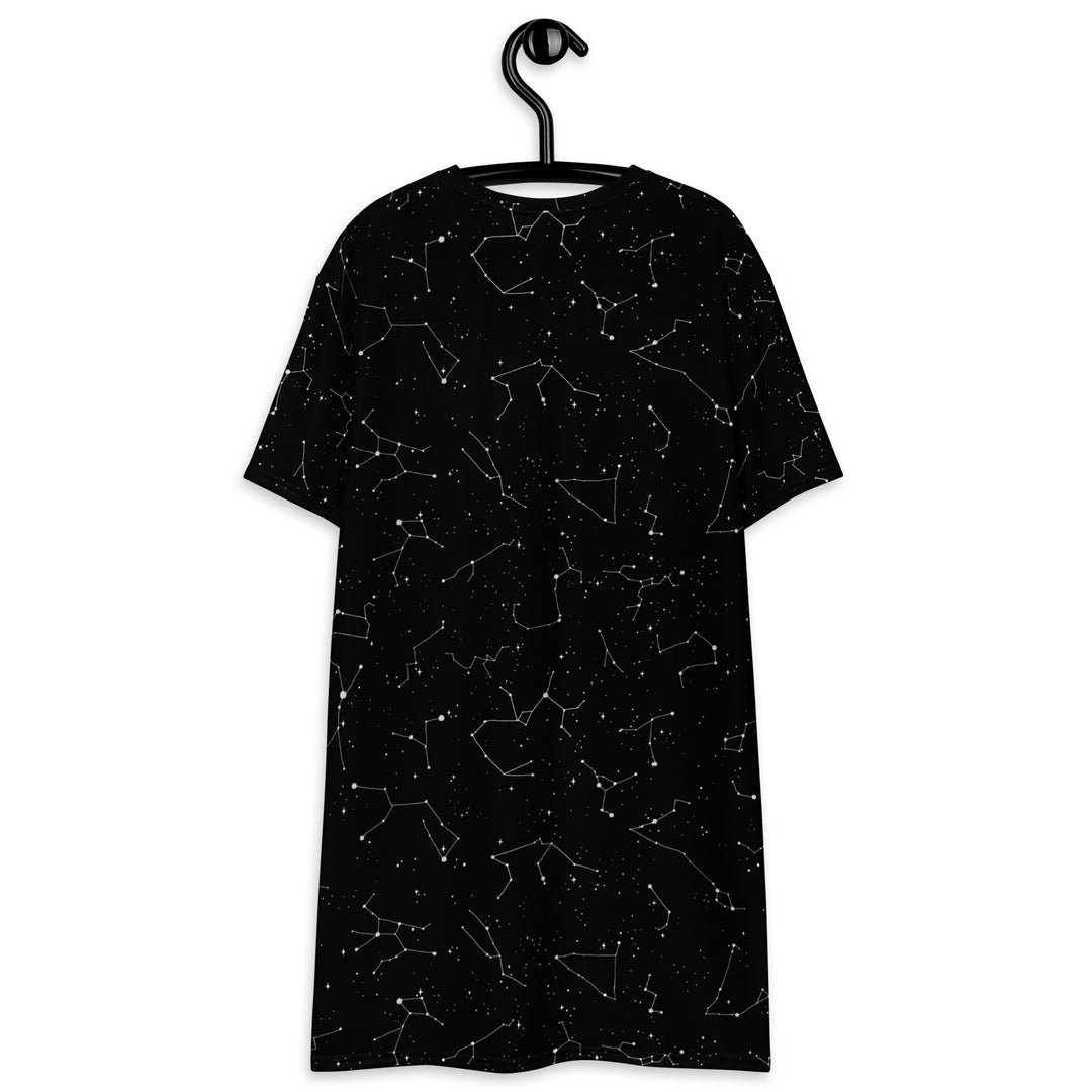 Starlight Tee Dress - Vegan Oversized T-shirt Witchy Alt Style Occult Grunge Aesthetic Unisex Goth Black Dress