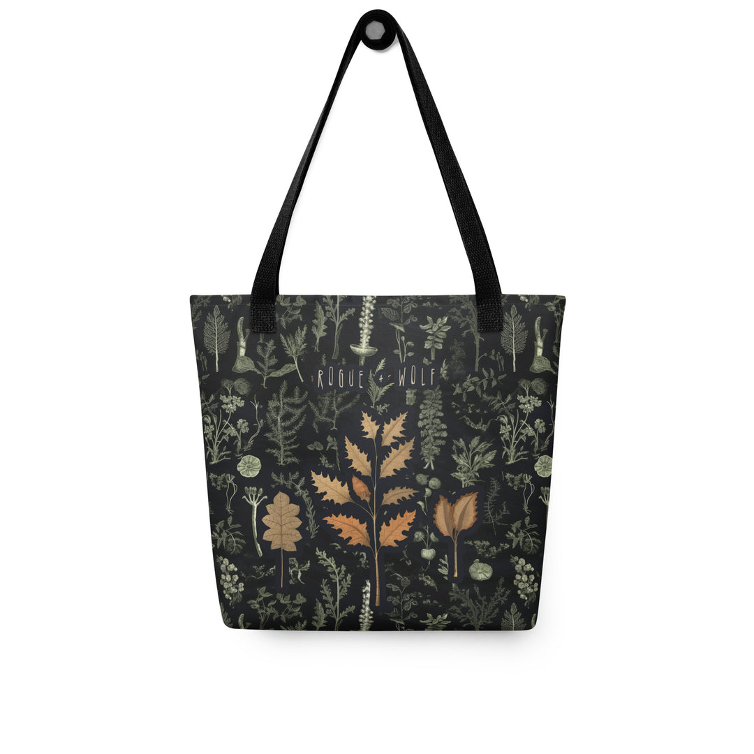 Autumn Memoir Vegan Tote Bag - Dark Academia Witchy Botanical Large Foldable Bag for Uni Work Shopping School & Travel