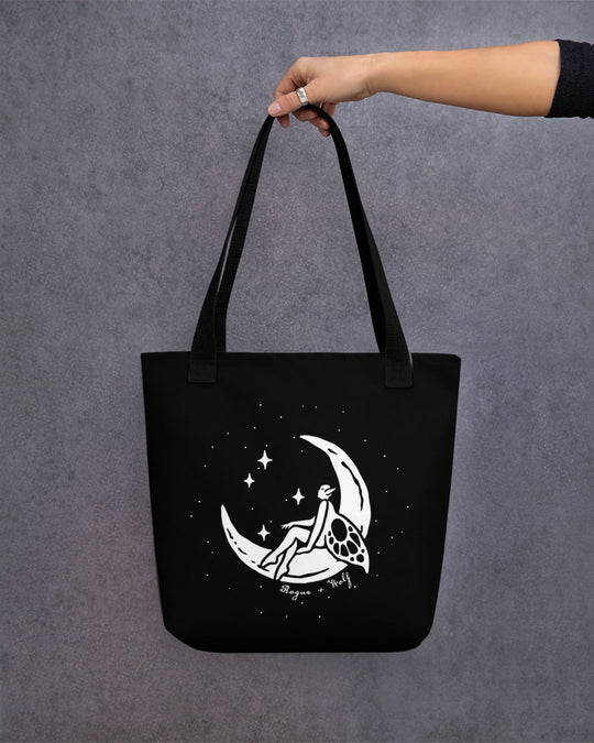 Pixie Moon Tote Bag -  Vegan Tote for Women Shopping & Grocery Cottagecore Dark Academia Witchy Style