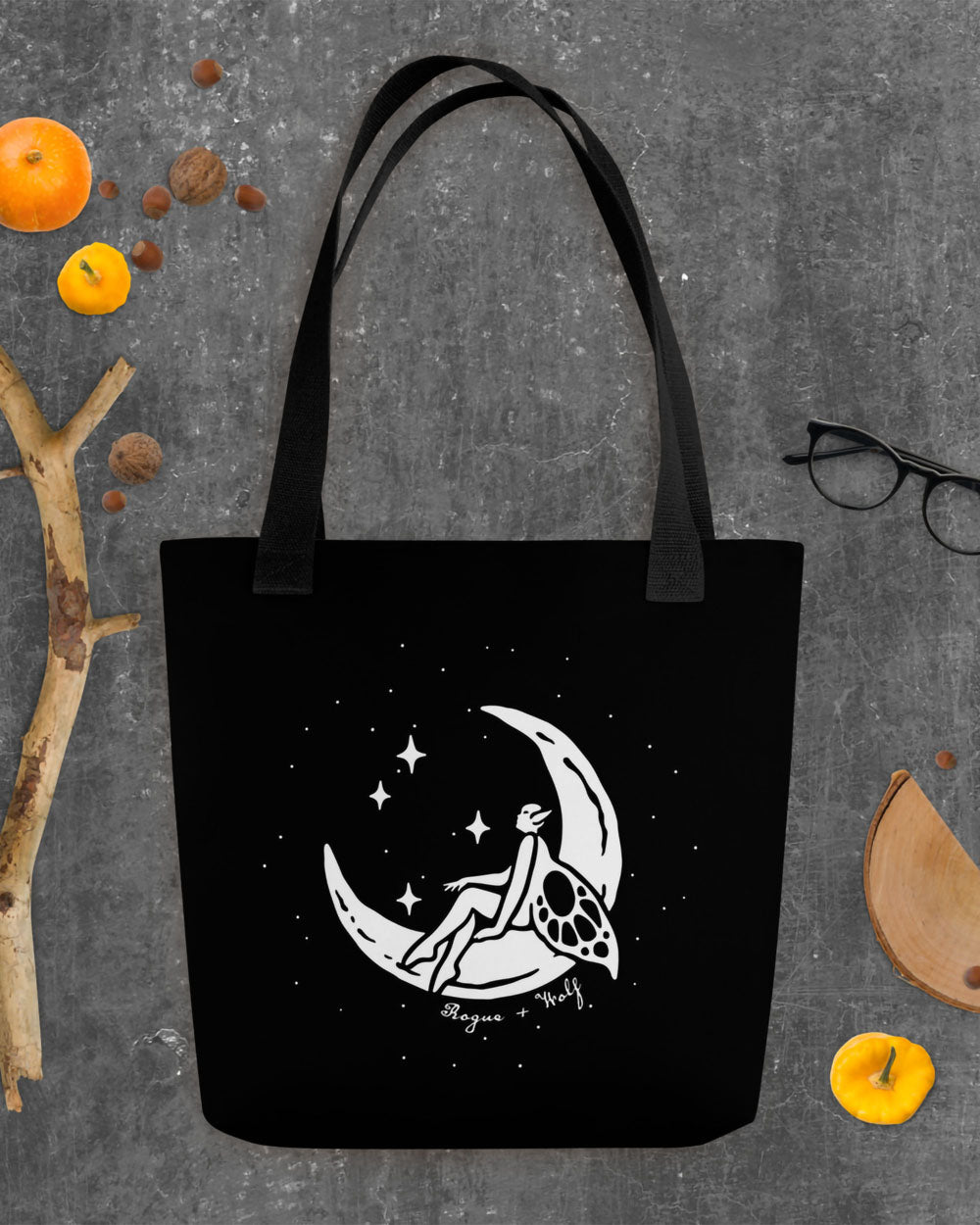 Pixie Moon Tote Bag -  Vegan Tote for Women Shopping & Grocery Cottagecore Dark Academia Witchy Style
