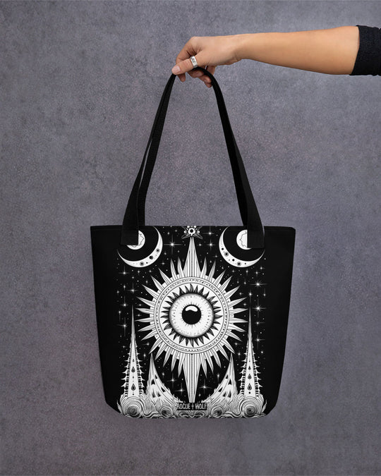 The Cosmos Awakens Vegan Tote Bag - Reusable Bag for Women Goth Accessories Dark Academia Alt Goth Style