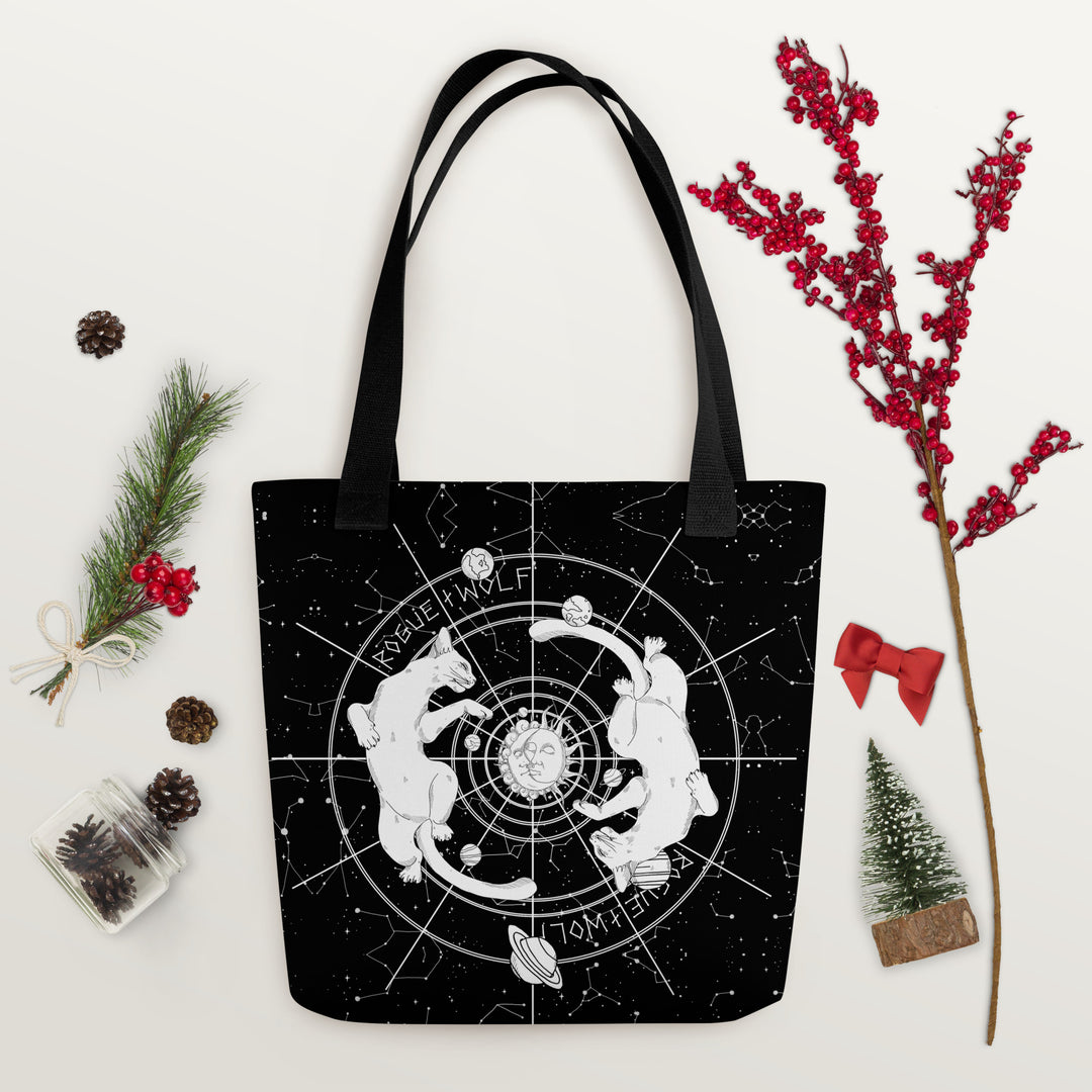 Purr Nebula Tote Bag - Alt Goth Grunge Witchy Style for Gym & Shopping Cool Gothic Vegan Gifts