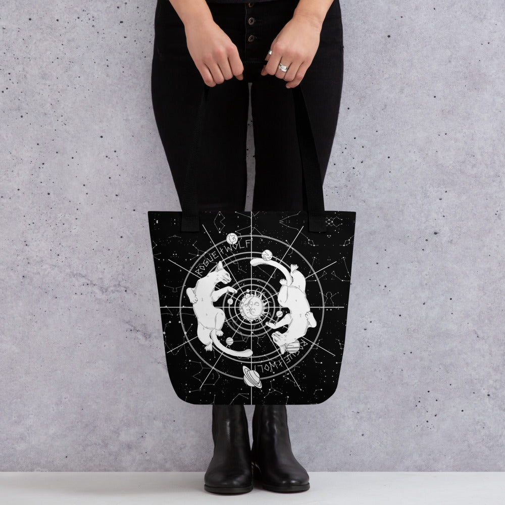 Purr Nebula Tote Bag - Alt Goth Grunge Witchy Style for Gym & Shopping Cool Gothic Vegan Gifts