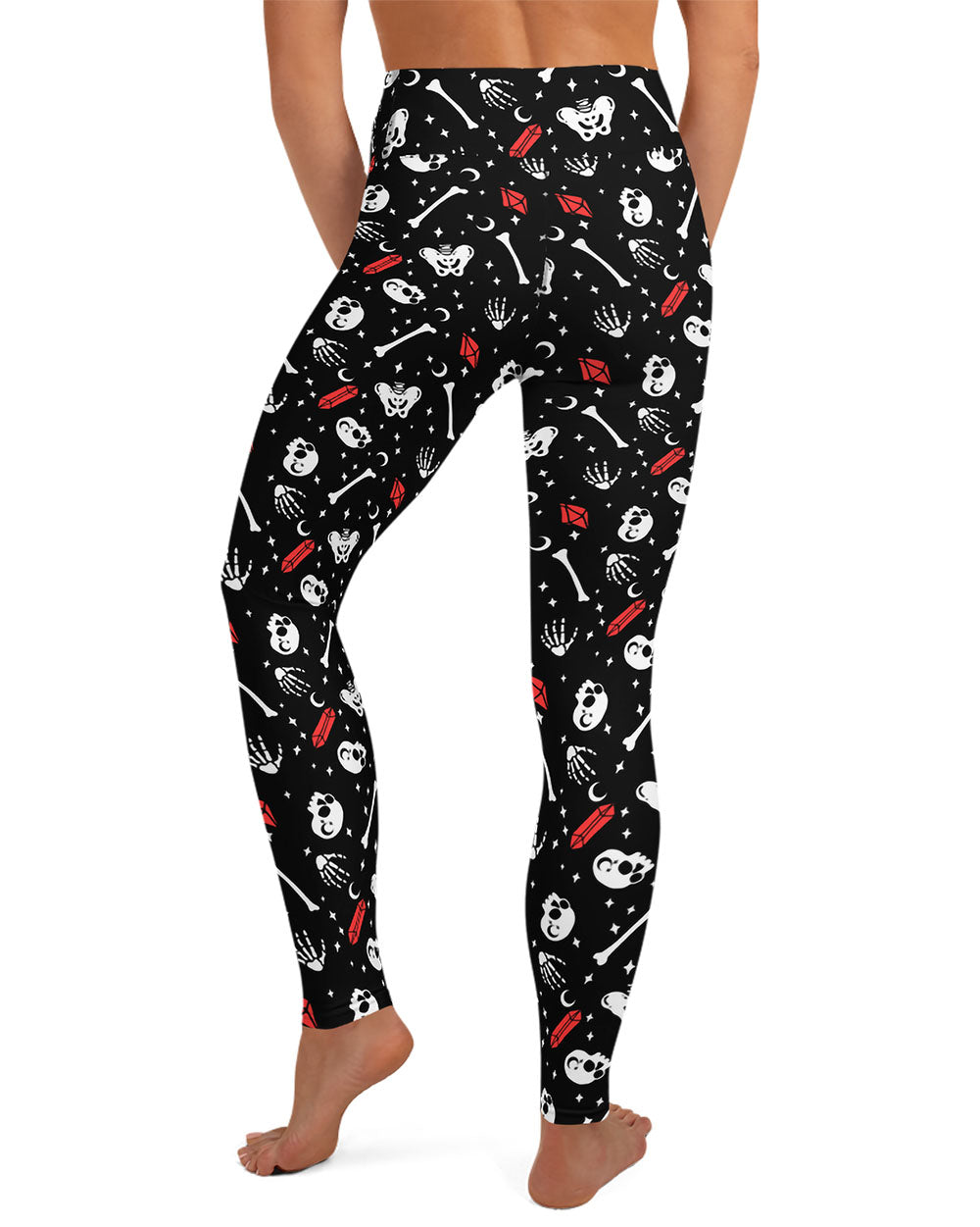 Skulls & Crystals Yoga Leggings - UPF 50+ Protection Dark Academia Activewear Gothic Style Leisurewear Witchy