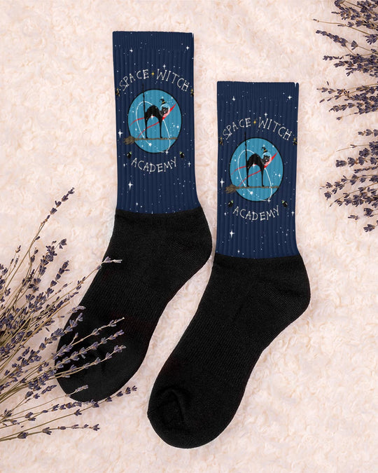 Space Witch Academy Socks - Vegan Unisex Goth Spooky Socks Witchy Alt Style Cool Gothic Gifts for Him and Her