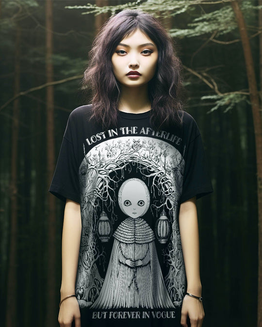 Lost in the Afterlife Tee Dress - Gothic Witchy Alt Unisex Dress for Halloween Grunge Aesthetic
