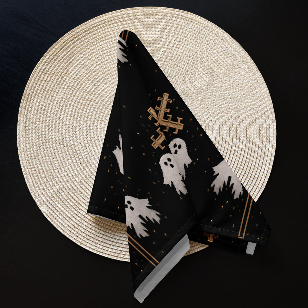 Holy Spirits Cloth Napkins Set of 4 - Dark Academia Cute Ghosts Gothic Witchy Home Decor Goth Table Dinnerware