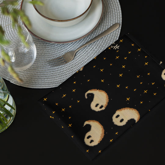 Spooky Soirée Cloth Napkins Set of 4 - Dark Academia Cute Ghosts - Gothic Home Decor - Goth Table Setup