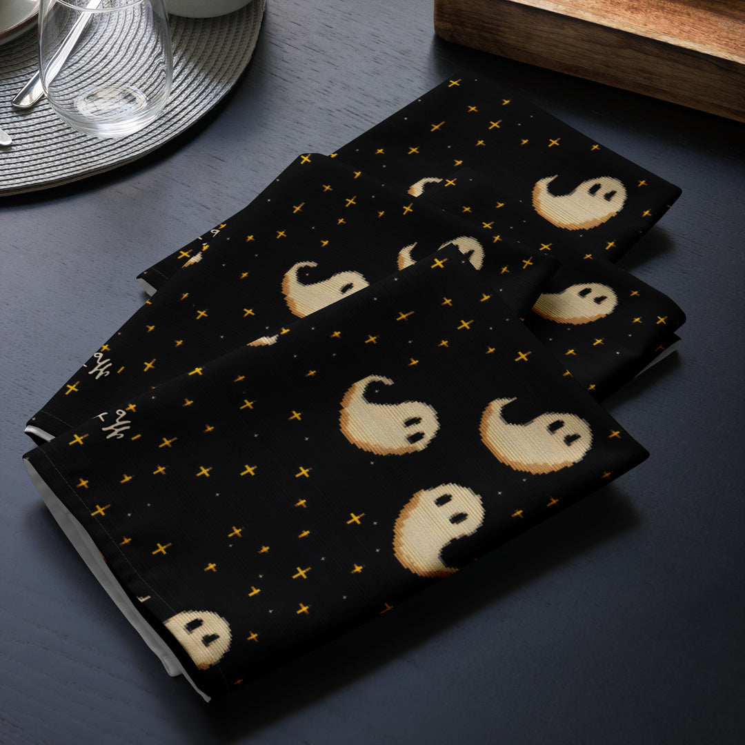 Spooky Soirée Cloth Napkins Set of 4 - Dark Academia Cute Ghosts - Gothic Home Decor - Goth Table Setup