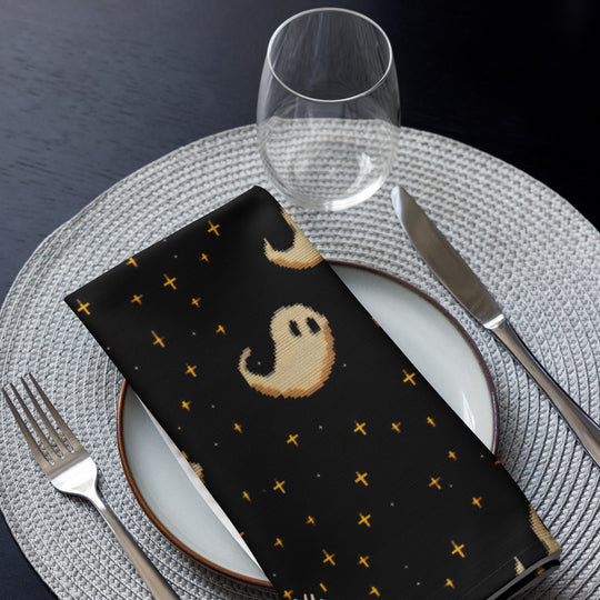 Spooky Soirée Cloth Napkins Set of 4 - Dark Academia Cute Ghosts - Gothic Home Decor - Goth Table Setup