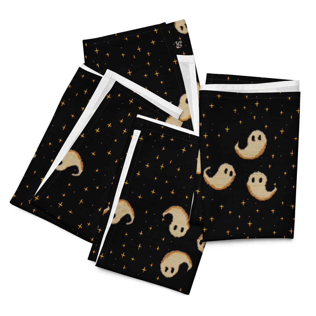 Spooky Soirée Cloth Napkins Set of 4 - Dark Academia Cute Ghosts - Gothic Home Decor - Goth Table Setup