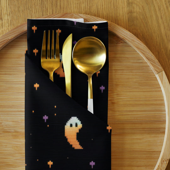 Stargazin' Spectres Cloth Napkins Set of 4 - Dark Academia Cute Ghosts - Gothic Home Decor - Goth Table Setup