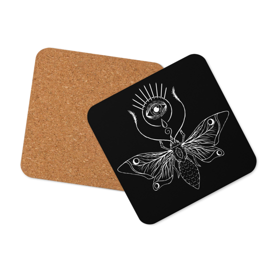 Sacred Moth Coaster - Witchy Home Decor Meets Sustainable Fashion in This Gothic Style Accessory - On Demand Eco-friendly Sustainable Product