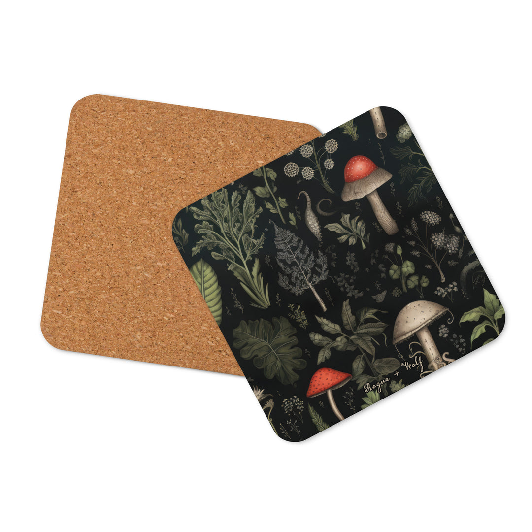 Foraging Coaster - Witchy Gothic Drinkware Table Setup - Dark Academia Botanical Kitchen Home Decor - Goth Christmas Gifts