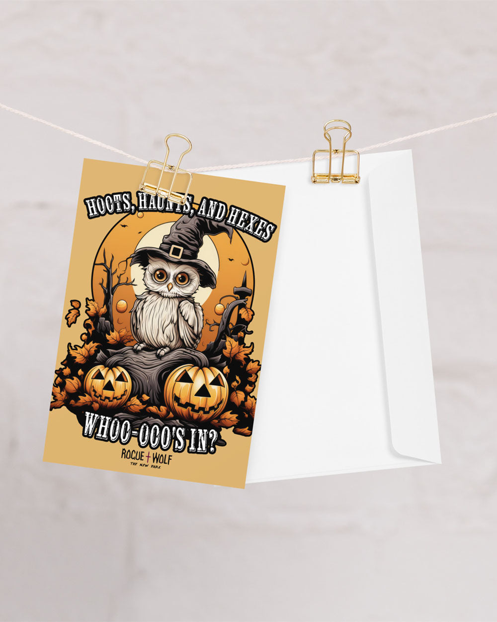 Hoots, Haunts, and Hexes Greeting Card