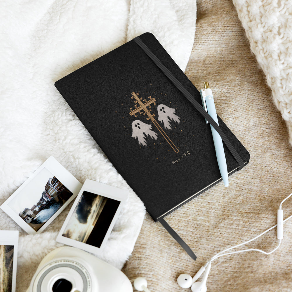 Holy Spirits Hardcover Notebook with Elastic Closure & Ribbon Marker - Gothic Stationery with Cute Ghosts - Witchy Journal for Women  - Home Office School College