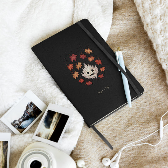 Maple Ghosty Hardcover Notebook - with Elastic Closure & Ribbon Marker - Gothic Stationery with Cute Ghost - Witchy Journal for School Office College & Uni