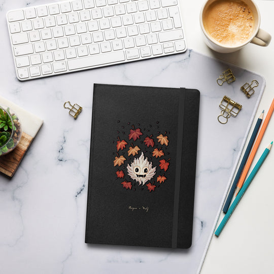 Maple Ghosty Hardcover Notebook - with Elastic Closure & Ribbon Marker - Gothic Stationery with Cute Ghost - Witchy Journal for School Office College & Uni