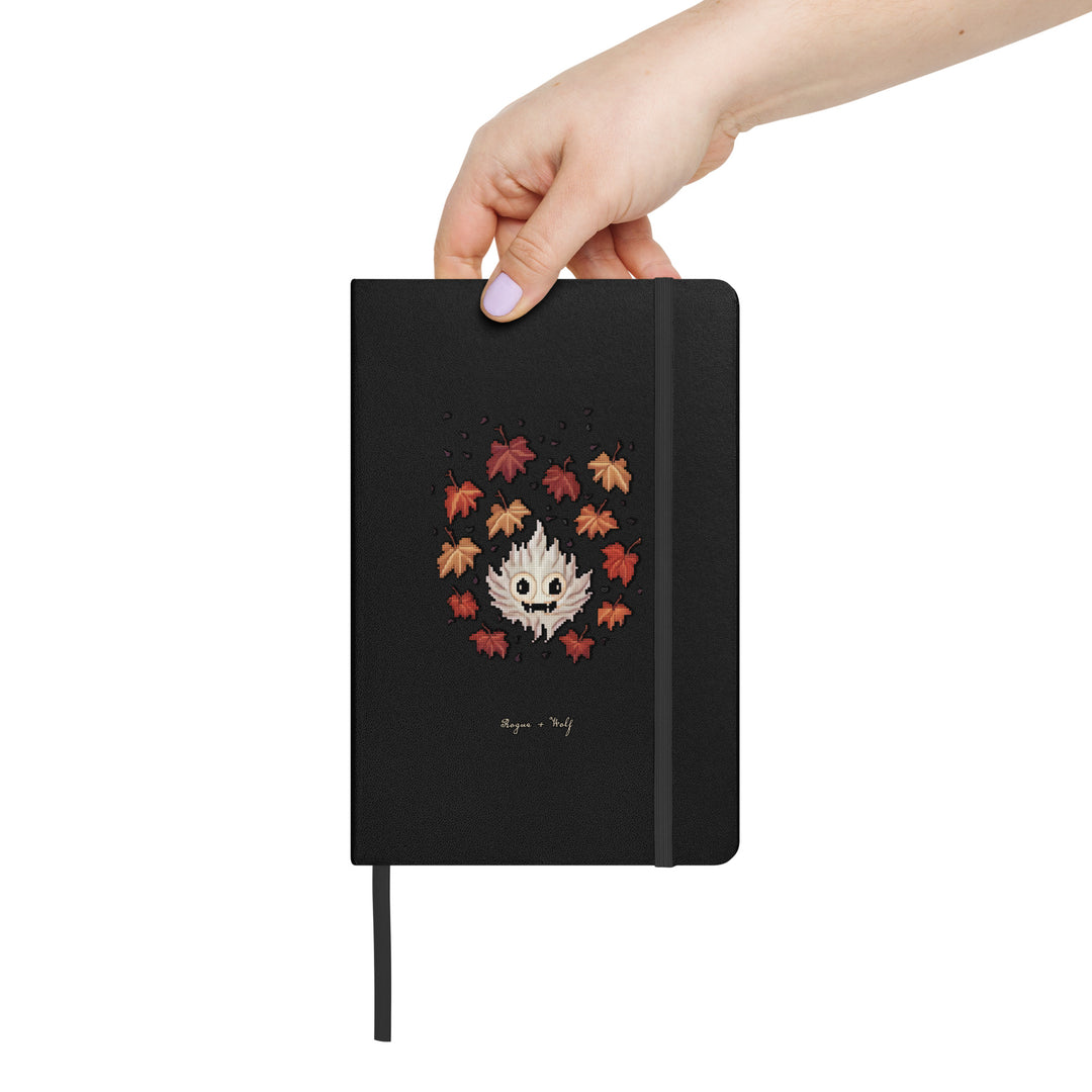 Maple Ghosty Hardcover Notebook - with Elastic Closure & Ribbon Marker - Gothic Stationery with Cute Ghost - Witchy Journal for School Office College & Uni