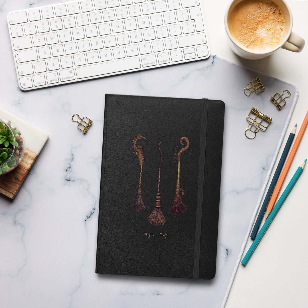 Witches' Broomsticks Hardcover Notebook - Witchy Diary - Gothic Dark Academia Journal, School & College Essentials with Elastic Closure and Ribbon Marker