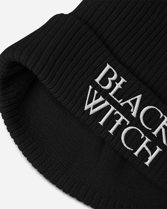 Black Witch Beanie - Embroidered Knit Hats for Women Goth Men Accessories Grunge Aesthetic Dark Academia