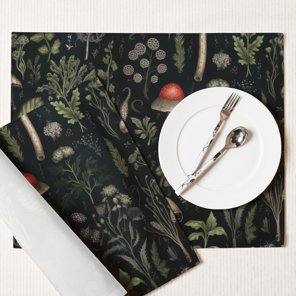 Foraging Placemat Set of 4 - Witchy Dinner Placemats - Dark Academia Botanical  Goth Table Setup - Gothic Christmas Gifts