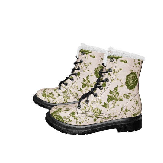 Budding Blood Rose Romance Winter Boots