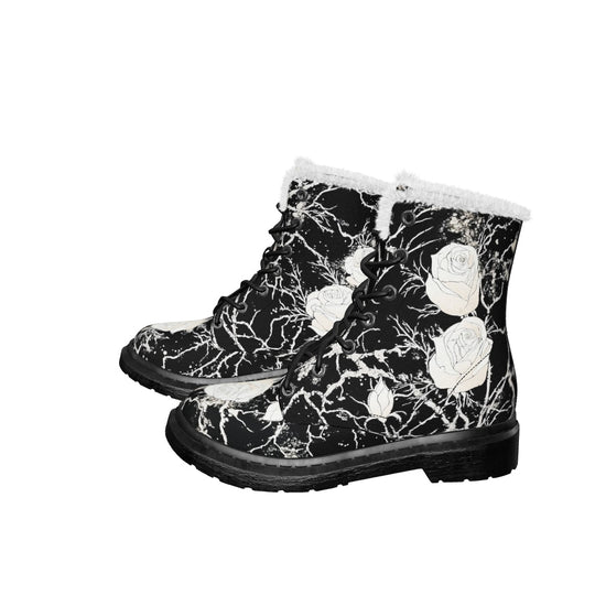 Ivory Kintsugi Rose Winter Boots