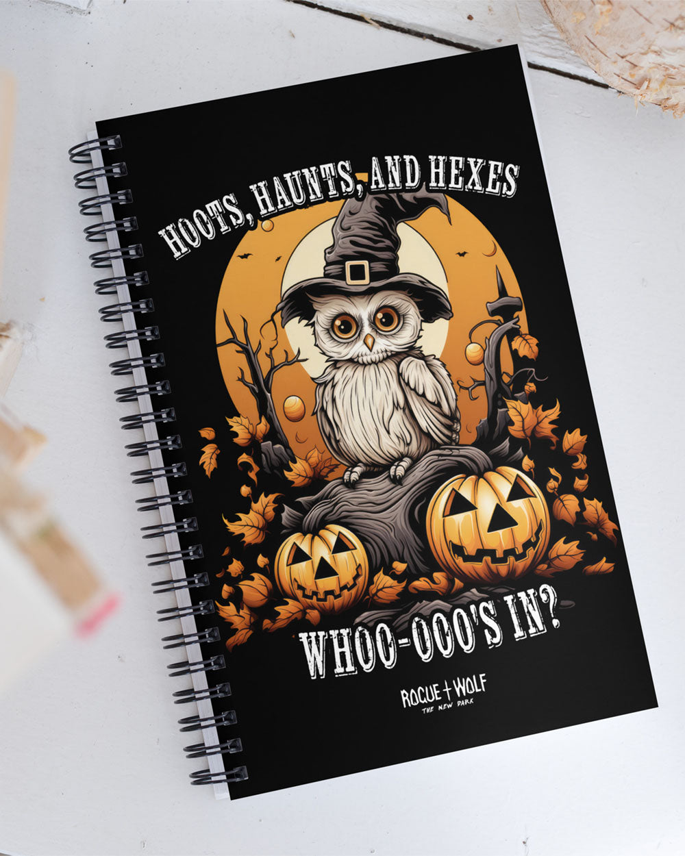 Hoots, Haunts, and Hexes Spiral Notebook