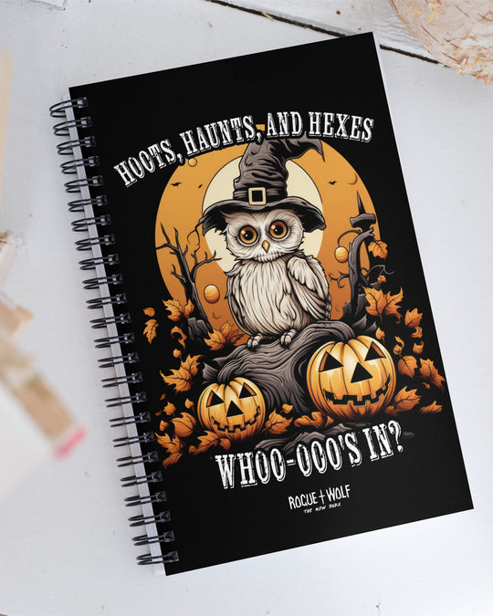 Hoots, Haunts, and Hexes Spiral Notebook