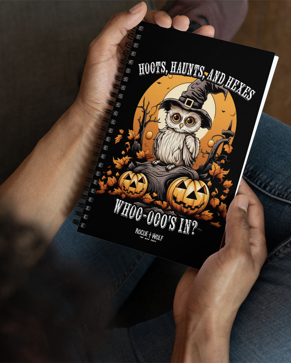 Hoots, Haunts, and Hexes Spiral Notebook