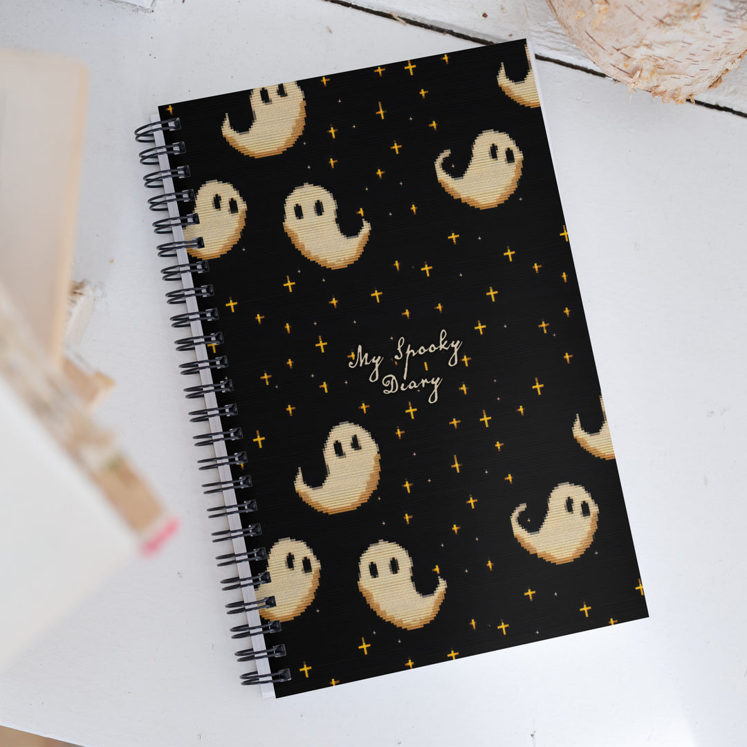 Spooky Soirée Spiral Notebook - Witchy Diary with Spooky Ghosts Uni & College Dark Academia Journal - Gothic Stationery
