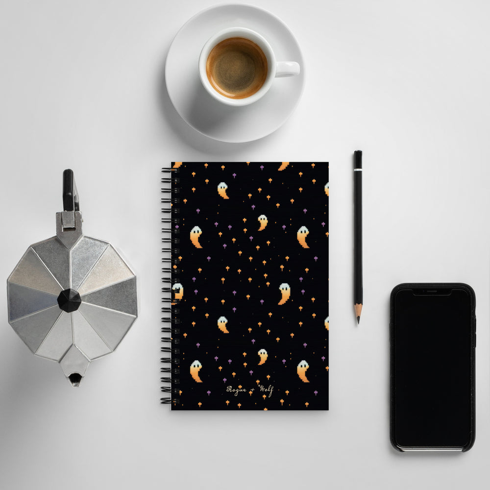 Stargazin' Spectres Spiral Notebook - Witchy Diary with Cute Ghosts, Uni & College Dark Academia Journal - Gothic Stationery