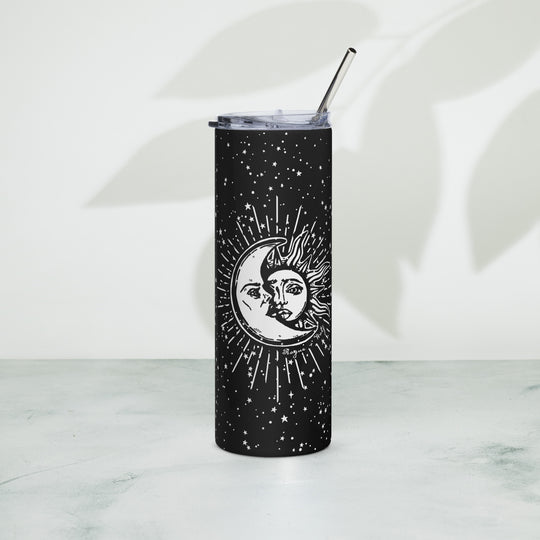 Astral Stainless Steel Tumbler - Comes with lid & metal straw, Gothic Grunge Drinkware, Gym Yoga Essentials - 20oz/600ml