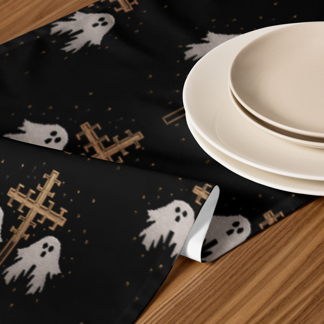 Holy Spirits Table Runner - Witchy Home Decor - Gothic Kitchen Cute Ghosts Table Setup - Goth Gifts