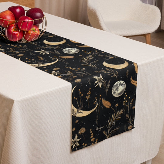 Moonlit Botanica Table Runner - Botanical Dinner Table Setup - Gothic Witchy Kitchen - Dark Academia Home Decor