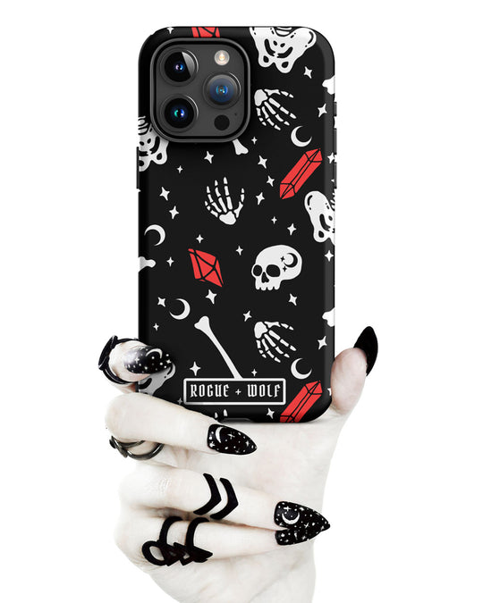 Skulls & Crystals Tough Phone Case for iPhone - Shockproof Anti-scratch Goth Witchy Accessories