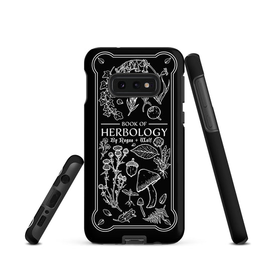 Book of Herbology B&W Tough Phone Case for Samsung - Elegant Durable Protective Witchy Gothic Unique Design