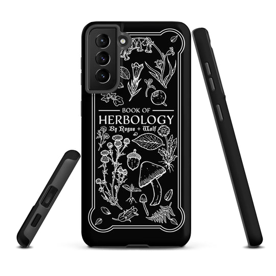 Book of Herbology B&W Tough Phone Case for Samsung - Elegant Durable Protective Witchy Gothic Unique Design