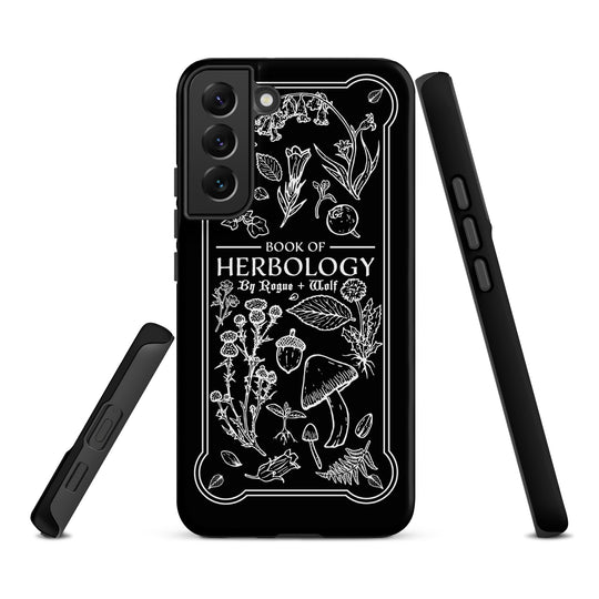 Book of Herbology B&W Tough Phone Case for Samsung - Elegant Durable Protective Witchy Gothic Unique Design