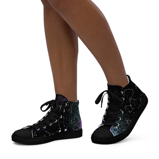 Aurora Women’s High Top Shoes - Cosmic Vegan Sneakers - Comfortable Goth Trainers - Witchy Astrology Fashion